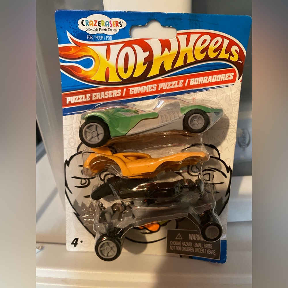 Hot wheels Puzzle Erasers - Green, Orange, and Black